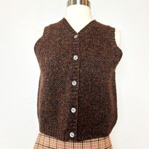 Vintage Limited America Sweater Vest Women's Size M Brown Wool Button Front